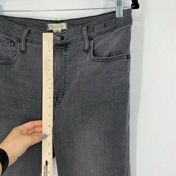 Madewell 10" High Rise Skinny Fit Jeans Women's Sz 30 Stretch Raw Hem Denim Gray - Picture 11 of 12